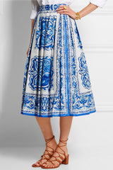 Printed Cotton Midi Skirt